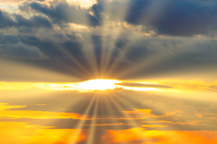 Sunset sky with sunset clouds and sun rays, a Nature Photo by Vapi