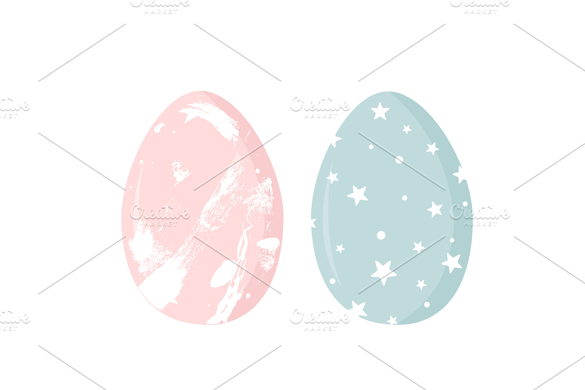 Easter eggs set decorated with blue, an Object Illustration by Toltemara