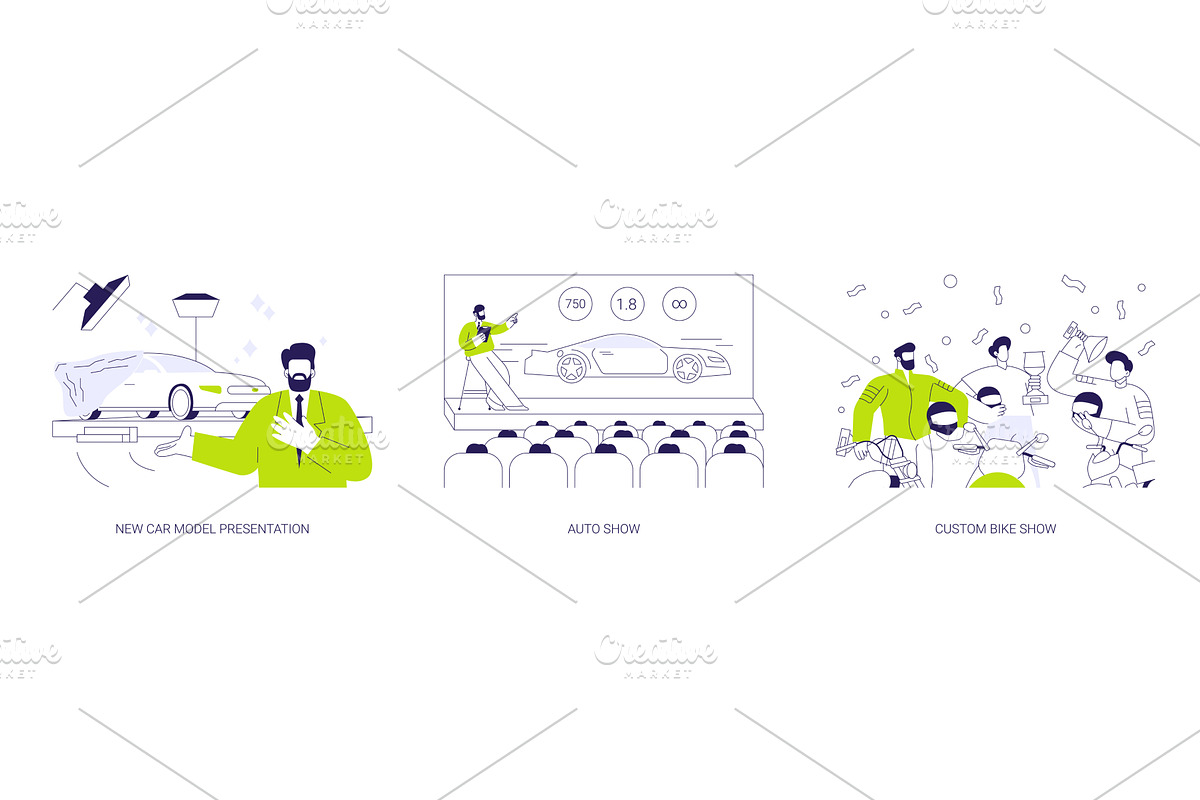 Motor show abstract concept vector, a Transportation Illustration by Visual Generation