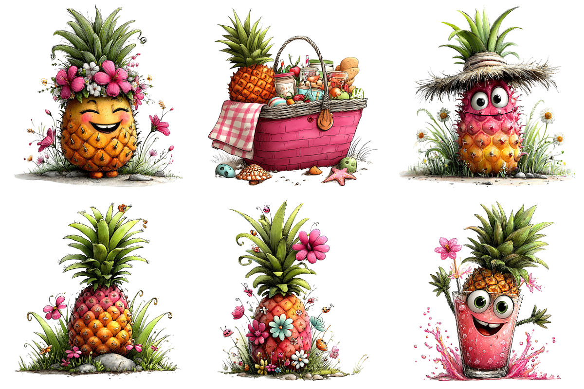Summer Pineapple Clipart, an Illustration by Craft Nest (Photo 4 of 12)