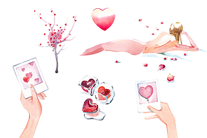 Valentines day watercolor clipart