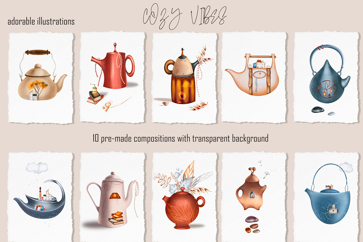 COZY VIBES Tea party Clipart Creator, a Food Illustration by ArtOLB (Photo 7 of 11)