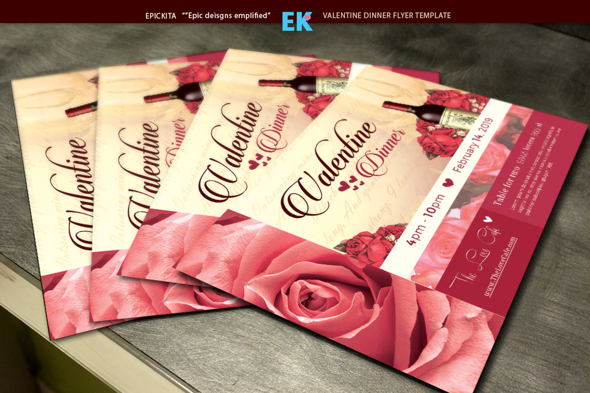 Valentine Dinner Flyer Template, a Flyer Template by Epickita (Photo 2 of 3)