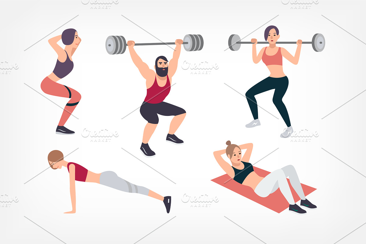 Gym people doing sports set, a Sport Illustration by Good Studio (Photo 2 of 4)