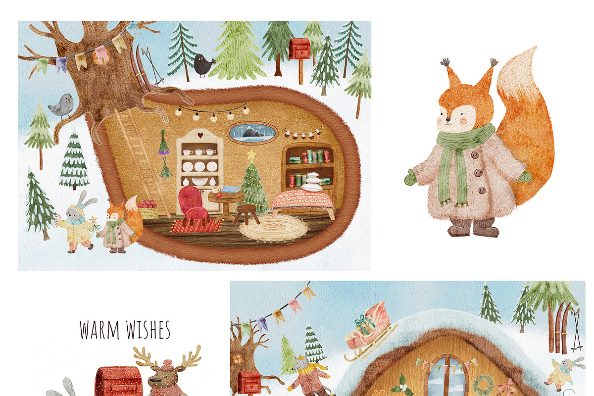 Winter Forest Friends, an Animal Illustration by Kattypainting (Photo 6 of 10)