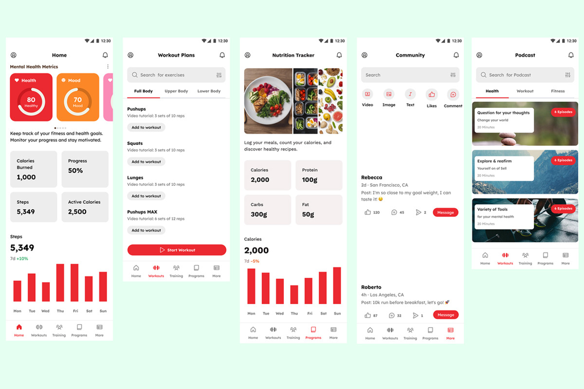 Health, Fitness, Steps, Workout App, an App Template by nagaredesignstudio (Photo 2 of 2)