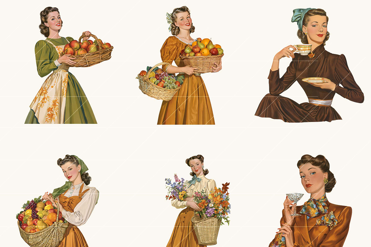 1940s Vintage Ladies Clipart, a Person Illustration by BusyDaydesign (Photo 4 of 9)