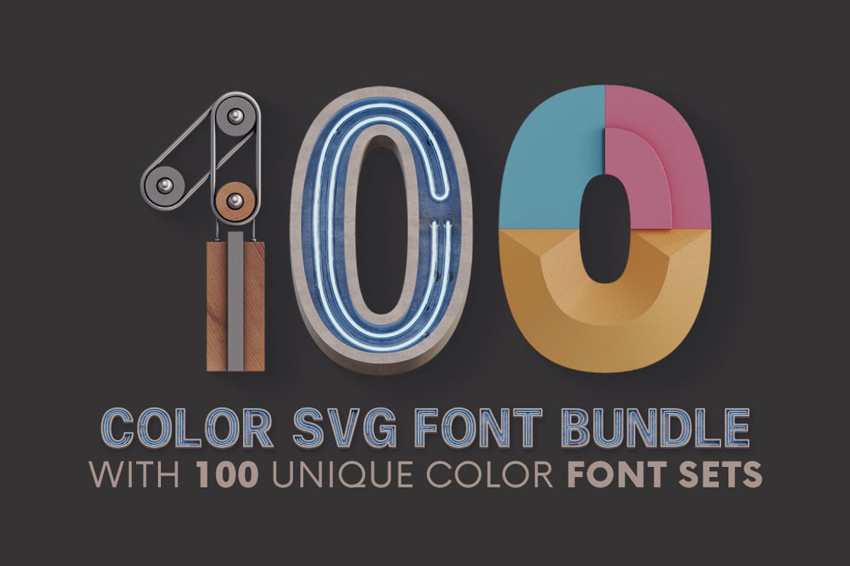 Huge Color SVG Font Bundle – 100 Set, a Font by Deeezy (Photo 1 of 102)