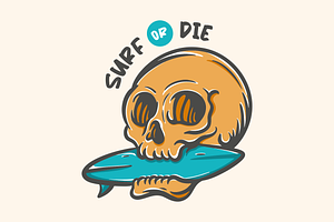 Surfing Skull, a Sport Illustration by Mangustudio