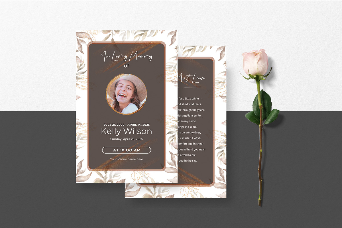 Funeral Program And Prayer Card, a Brochure Template by crazyOWL (Photo 4 of 8)