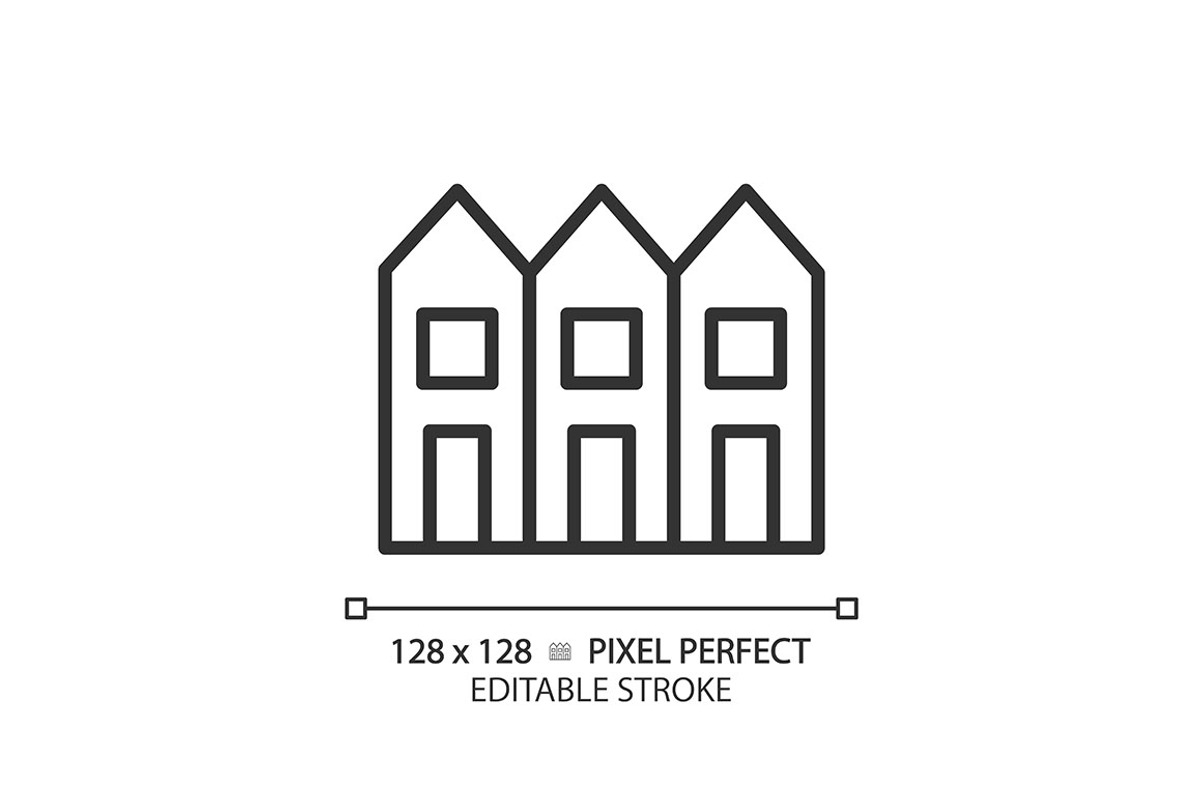 Townhouse pixel perfect linear icon, an Icon by IMG Visuals