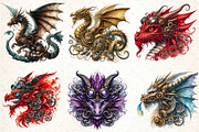 Watercolor Steampunk dragon Clipart, an Illustration by DreamCafeArt (Thumbnail 4 of 5)