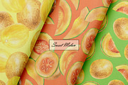Watercolor Melon Seamless Patterns, a Food Illustration by OlDm_Shop (Thumbnail 6 of 10)
