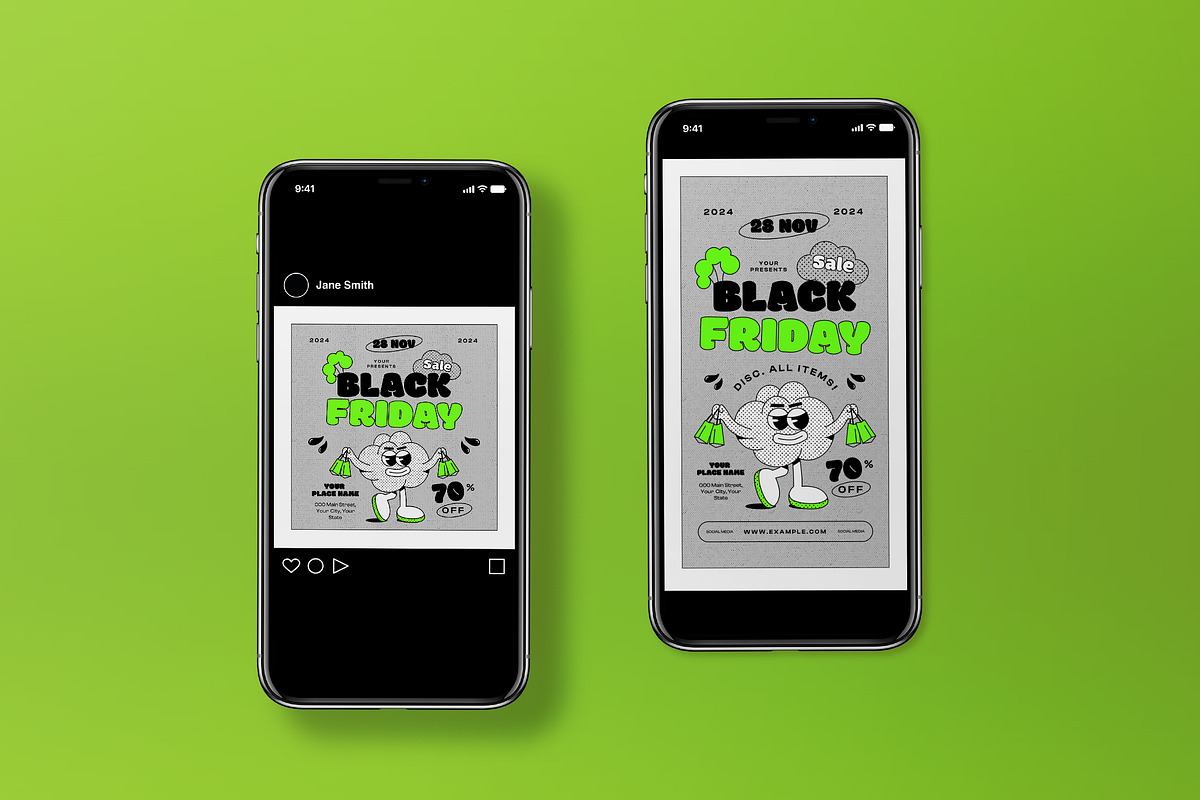 Neon Pop Art Black Friday Flyer Set, a Flyer Template by graphicook (Photo 3 of 3)