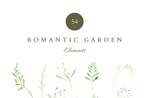 ROMANTIC GARDEN Watercolor Flowers