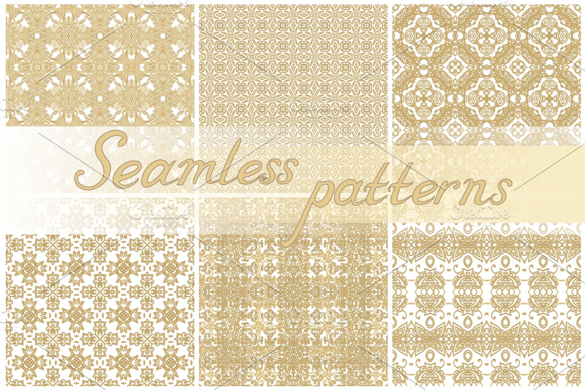 Golden laced seamless patterns