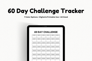 60-Day Challenge Tracker Printable, a Stationery Template by The Chaos Project