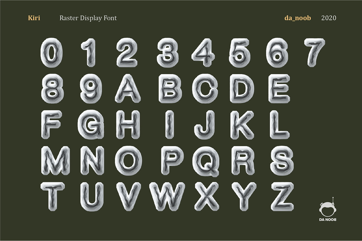 Kiri - Raster display font, a Font by Da_Noob Design co.