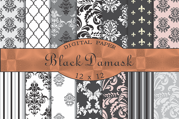 Black damask patterns preview 2