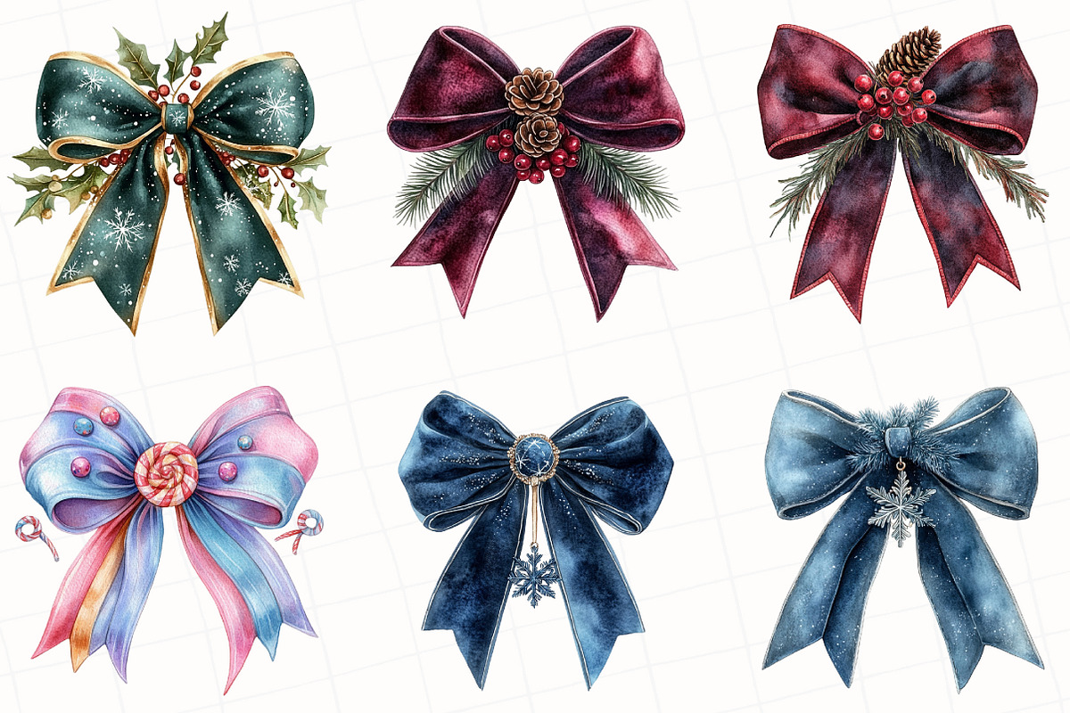 Christmas Bow Clipart, an Illustration by OK Design (Photo 3 of 5)