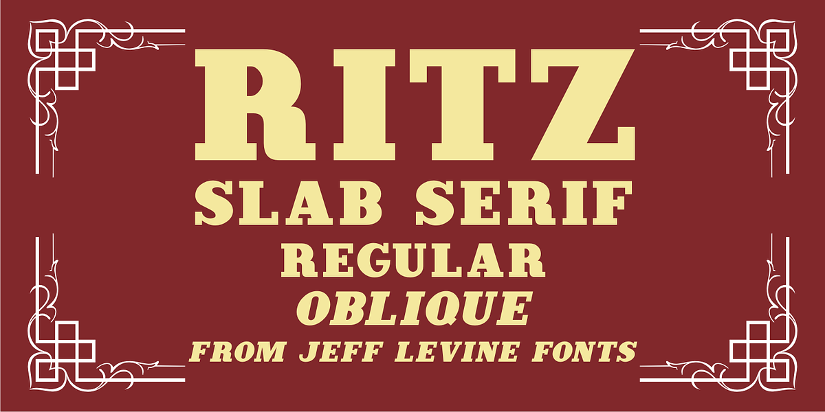 Ritz Slab Serif JNL, a Slab Serif Font by Jeff Levine Fonts