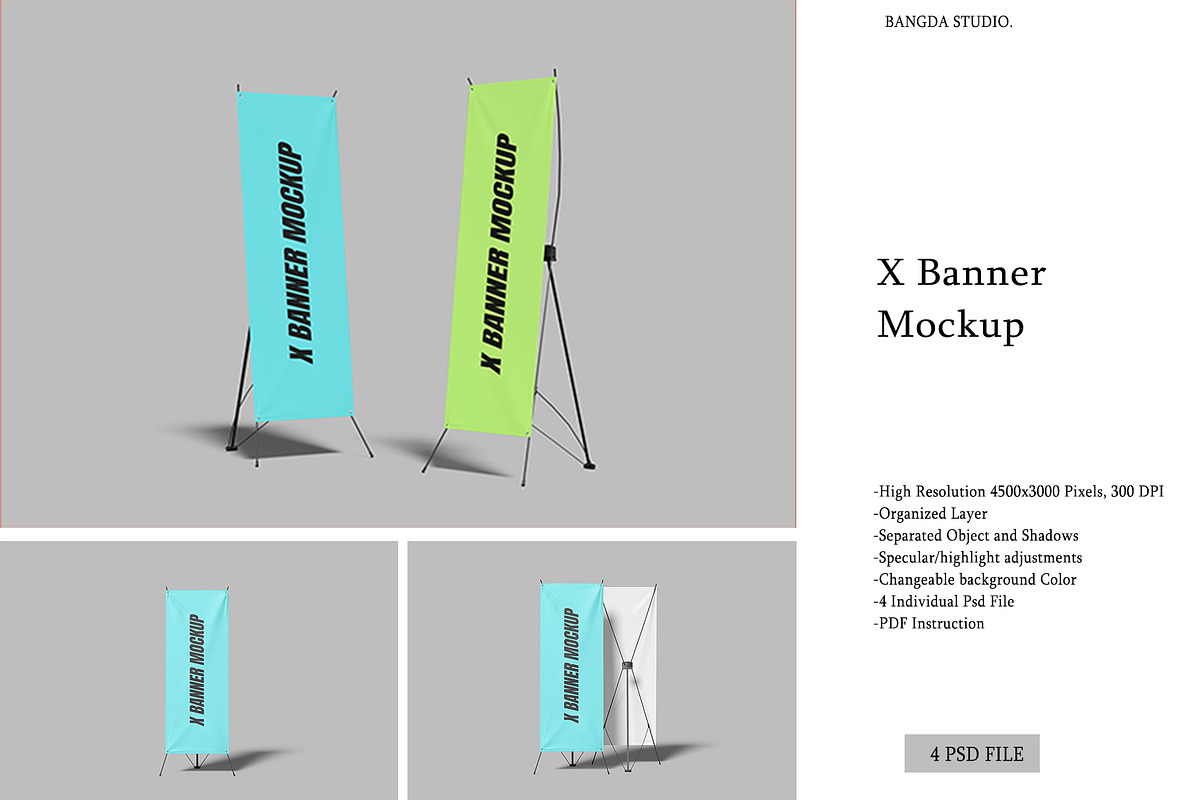 X Banner Mockup, an Advertising Mockup by Bangdastudio (Photo 1 of 4)