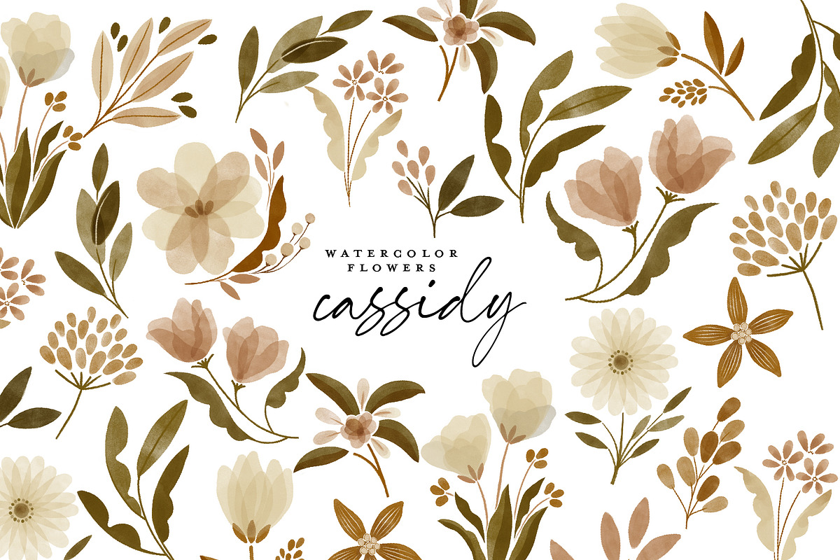 watercolor vintage flower clipart, an Illustration by beatriceviyiwi (Photo 2 of 3)