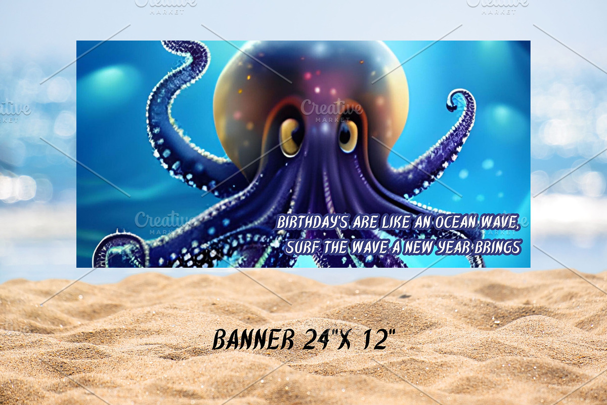 Custom art, Octopus birthday bundle, an Invitation Template by Boho Pixel Dust (Photo 4 of 5)
