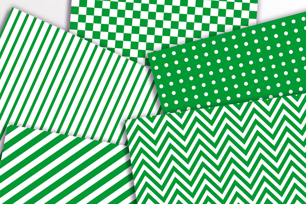 Green and White Digital Papers, a Pattern Graphic by The Digital Download Shop (Photo 2 of 3)