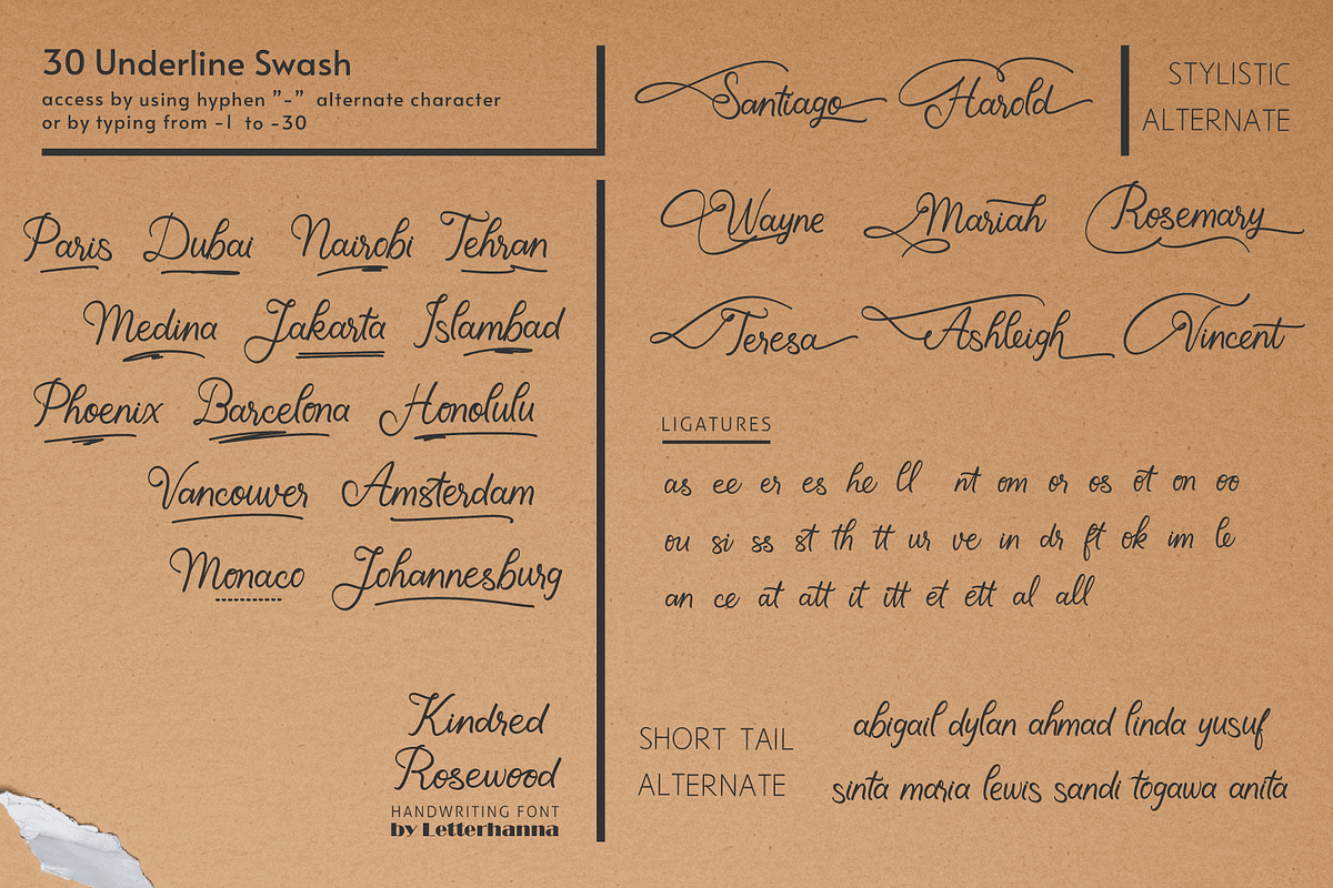 Kindred Rosewood Font, a Handwritten Font by Letterhanna Studio (Photo 5 of 13)