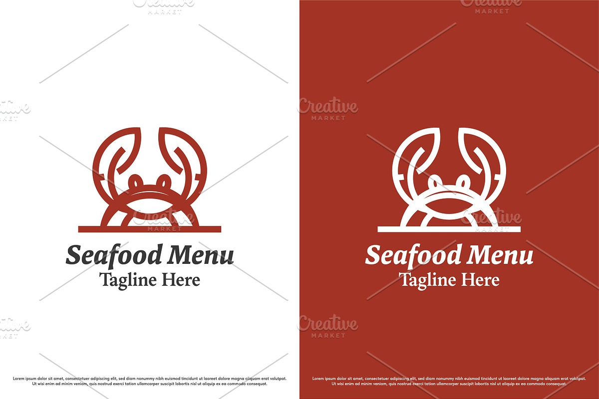 Crab seafood logo design template