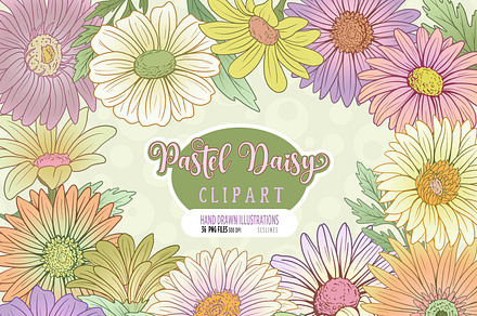 Pastel Daisies Clipart Boho Florals