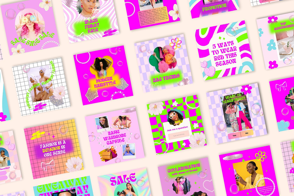 Retro & Y2K Instagram Template Pack, a Social Media Template by Sofico (Photo 7 of 10)