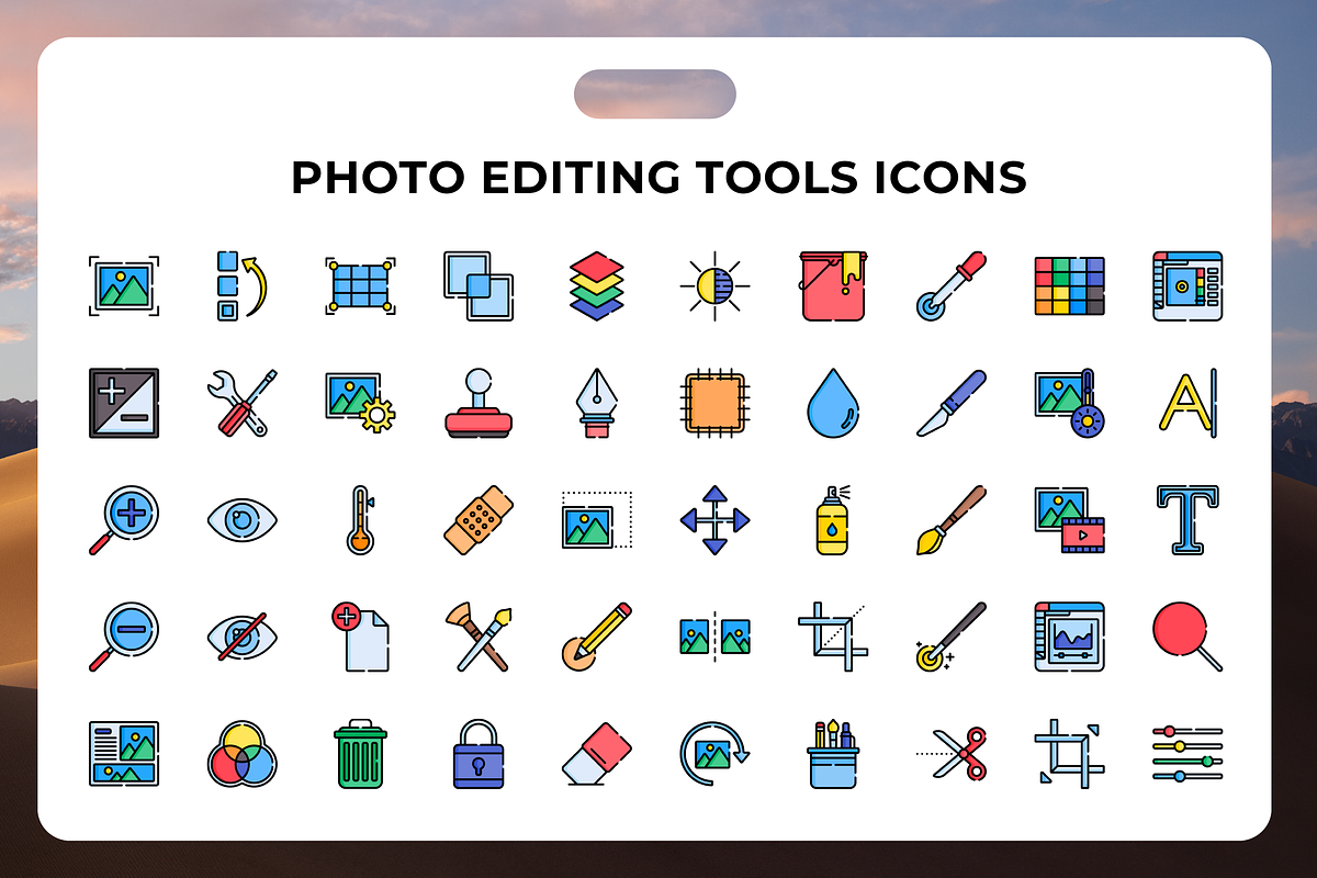 Photo Editing Tools Icons, an Icon by Wencory