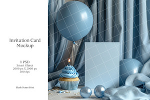 Boy birthday invitation card mockup