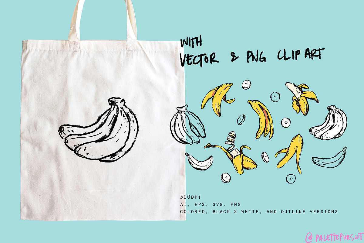 Textured vector bananas pattern set, a Food Illustration by Palette Pursuit (Photo 4 of 6)