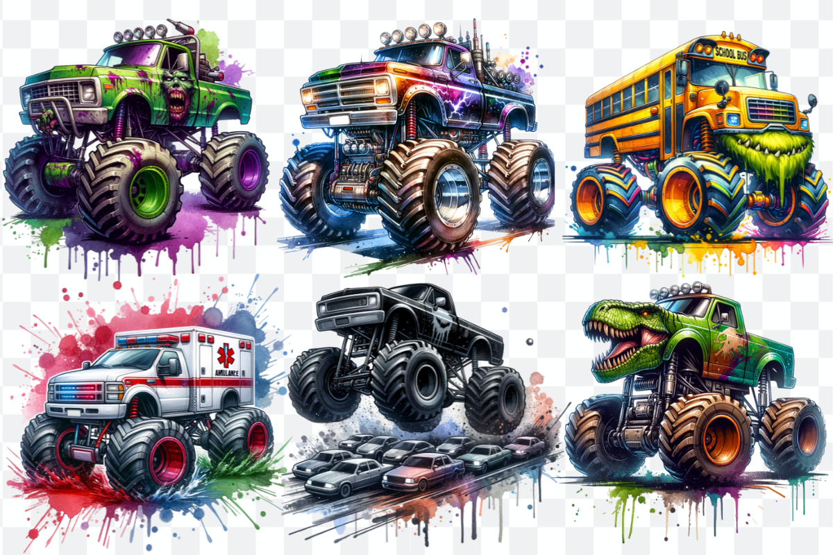 Monster Trucks Sublimation Bundle, a Decorative Illustration by Bubble Pixel (Photo 4 of 4)