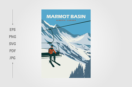 skier on ski lift at marmot basin, a Wallpaper Graphic by lawoel