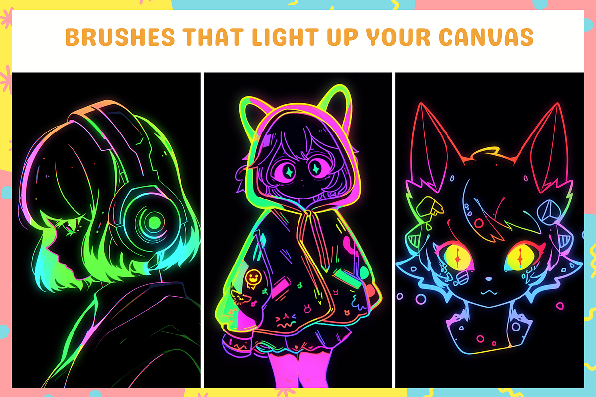 Procreate Neon Glowing Brushes, a Brush Add-On by Cozy Brushery (Photo 4 of 4)