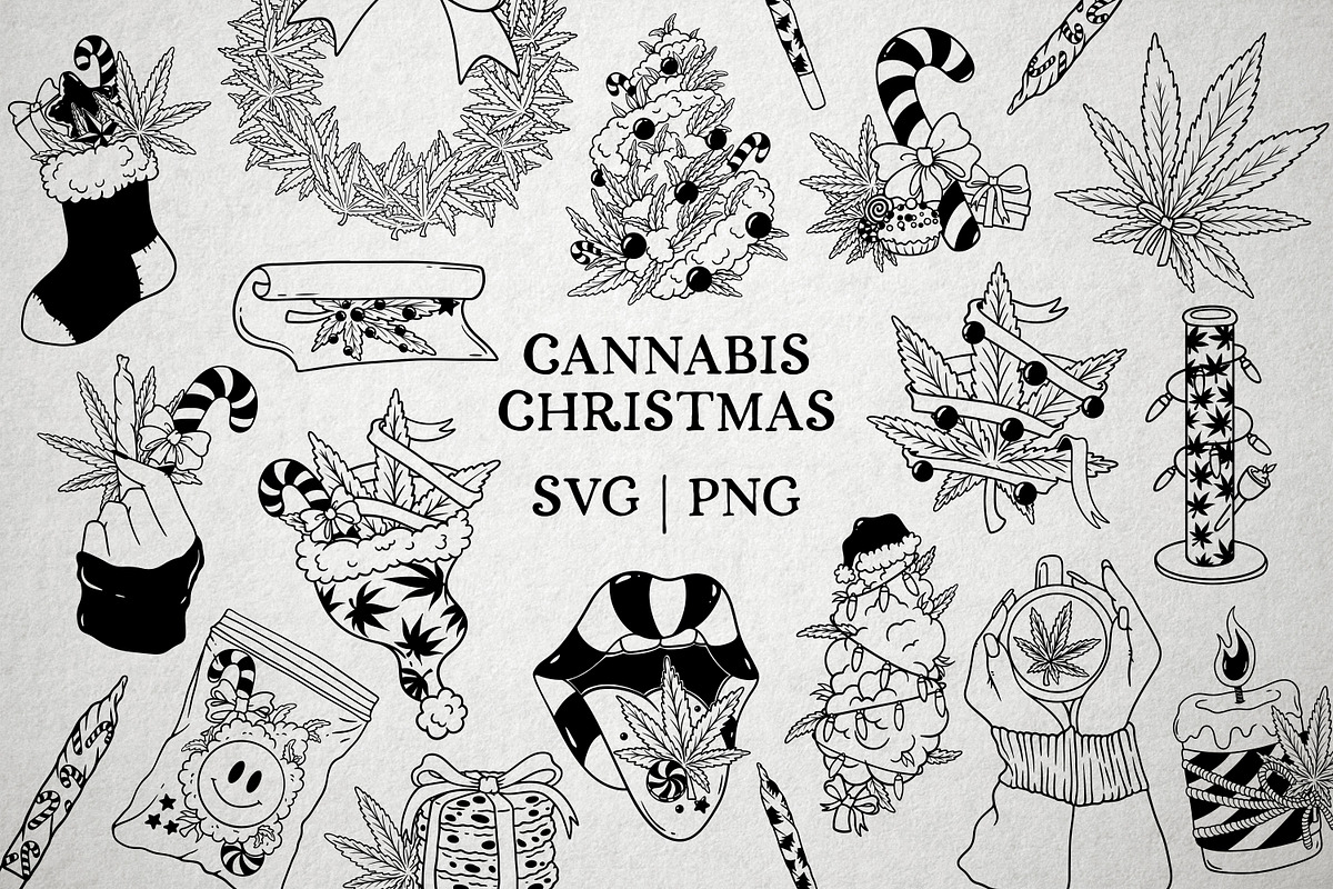 Christmas Cannabis SVG/PNG, an Object Graphic by SecondOfJuly (Photo 1 of 2)