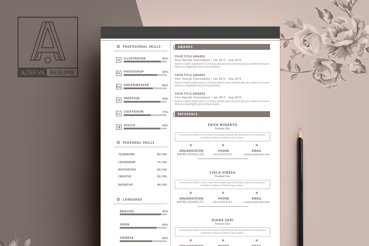 Modern Resume Template Julianna, a Resume Template by AdeevaResume (Photo 3 of 4)