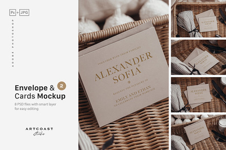 Wedding Cards & Envelope Mockup