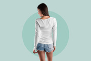 Long Sleeve Woman T-Shirt MockUp, a Shirt Mockup by PSD Market (Thumbnail 11 of 11)