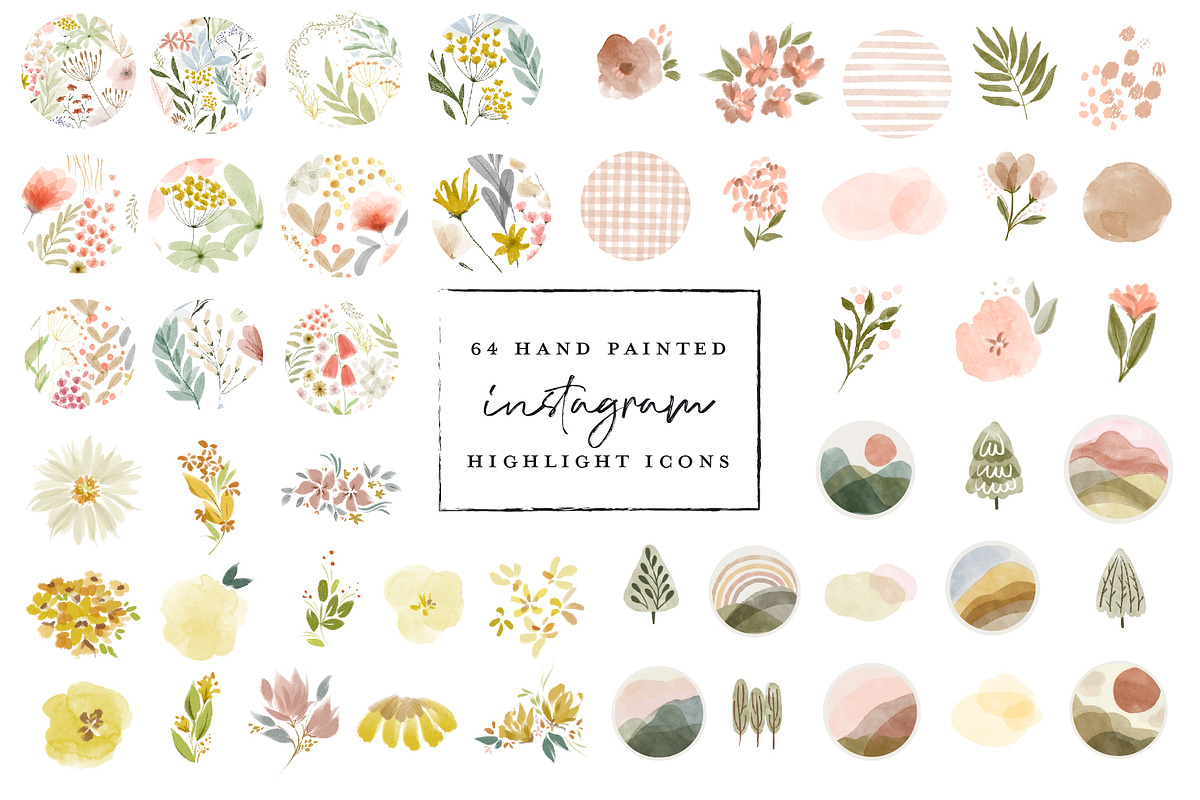 64 Watercolor Instagram Highlight, a Work Illustration by beatriceviyiwi (Photo 1 of 5)