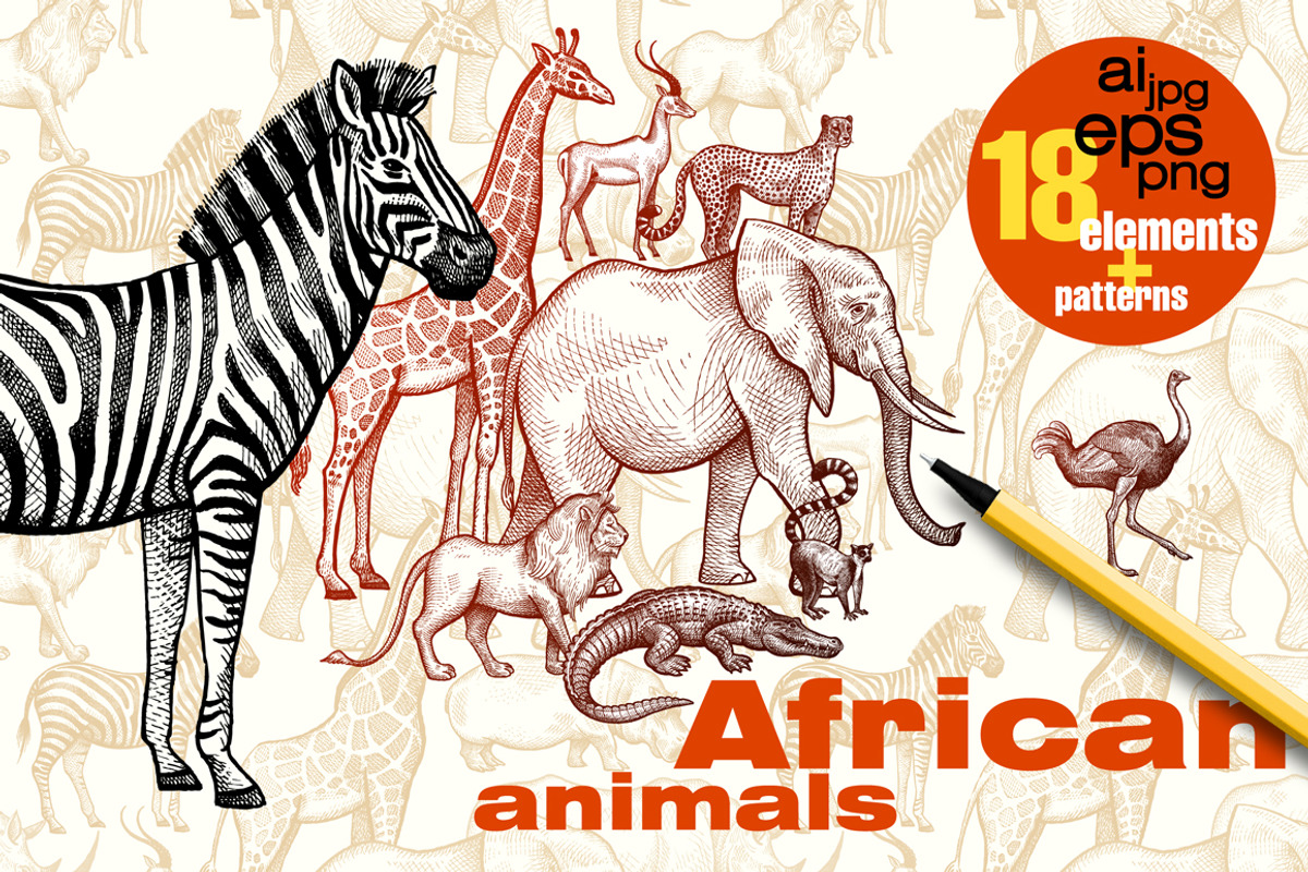 African animals., an Object Graphic by MarinaVorontsova (Photo 1 of 6)