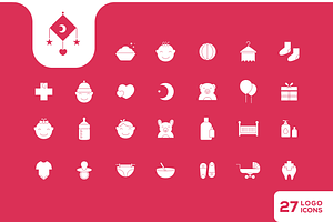 Baby Modern Flat Icons Set Design