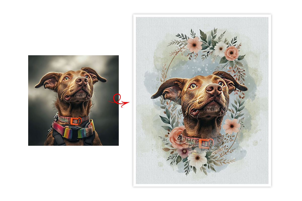 Flower Custom Watercolor Pet Art, an Action Add-On by MRI STUDIO (Photo 9 of 23)