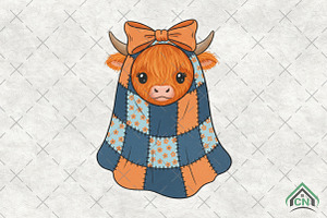 Patchwork Ghost Cow Halloween, an Illustration by Craft Nest