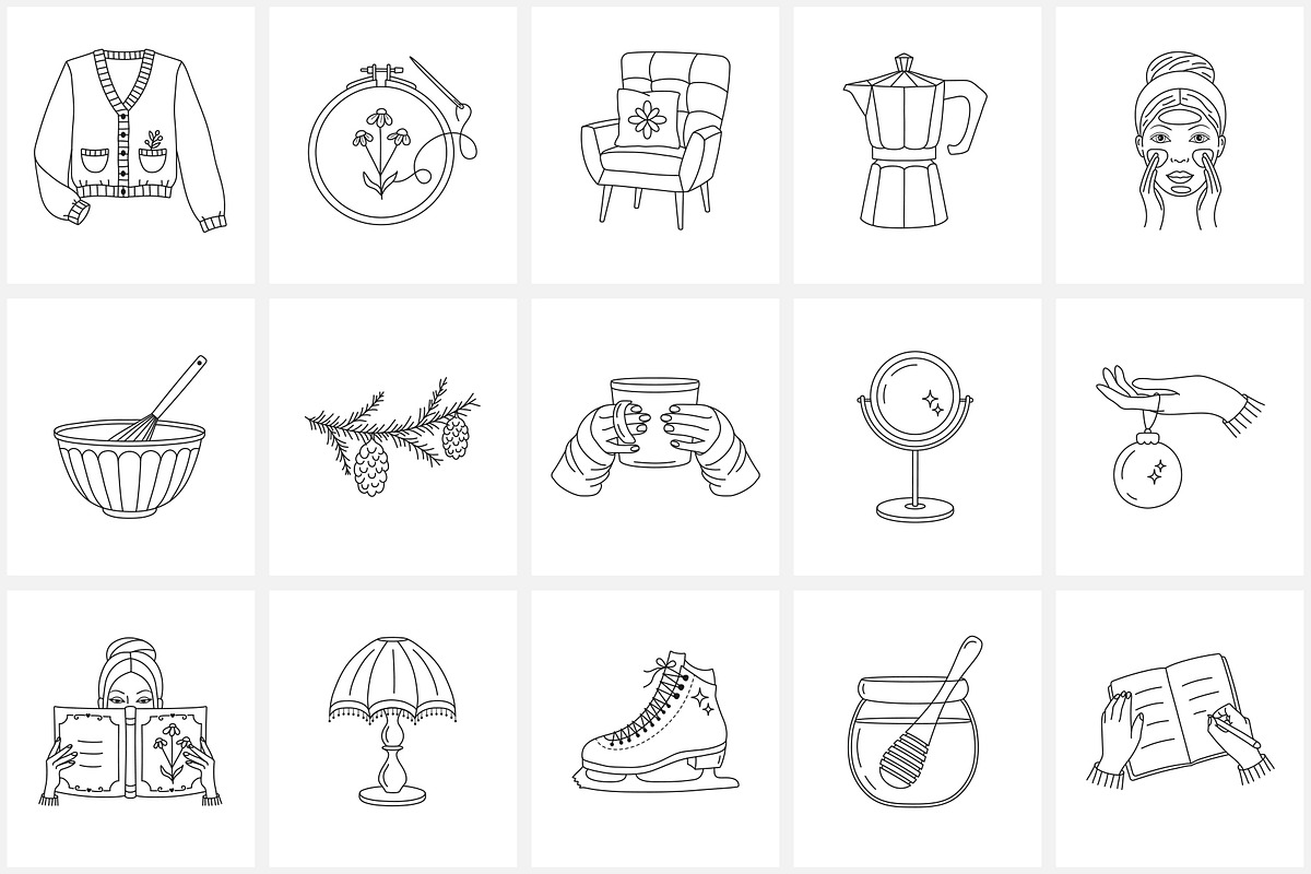 Winter everyday line icon set, an Outline Icon by NatalieArtShop (Photo 6 of 16)