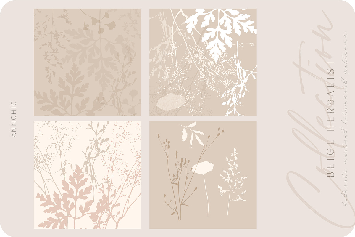 Beige botanical pattern collection, a Pattern Graphic by Anna Sokol (Photo 4 of 16)